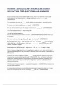 FLORIDA LAWS & RULES CHIROPRACTIC BOARD 2025 ACTUAL TEST QUESTIONS AND ANSWERS