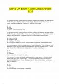 NURS 206 Exam 1 With Latest Answers 2025