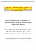 Paramedic Trauma Practice Questions with 100&percnt; Correct Answers &vert; Verified &vert; Latest Update 2025