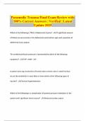 Paramedic Trauma Final Exam Review with 100&percnt; Correct Answers &vert; Verified &vert; Latest Update 2025