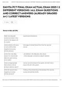 DAVITA PCT FINAL EXAM ACTUAL EXAM 2025 &vert; 2 DIFFERENT VERSIONS &vert; ALL EXAM QUESTIONS AND CORRECT ANSWERS &lpar;ALREADY GRADED A&plus;&rpar; &vert; LATEST VERSIONS