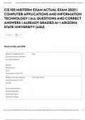 CIS 105 MIDTERM EXAM ACTUAL EXAM 2025 &vert; COMPUTER APPLICATIONS AND INFORMATION TECHNOLOGY &vert; ALL QUESTIONS AND CORRECT ANSWERS &vert; ALREADY GRADED A&plus; &vert; ARIZONA STATE UNIVERSITY &lpar;ASU&rpar;
