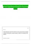 Assisted Living Manager State Exam Questions with 100&percnt; Correct Answers &vert; Verified &vert; Latest Update