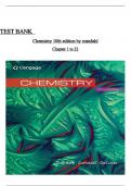 Test Bank for Chemistry&comma; 10th Edition by Steven S&period; Zumdahl Chapter 1 to 22 Covered Complete ISBN&colon;9781285415383 