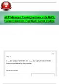 ALF Manager Exam Questions with 100&percnt; Correct Answers &vert; Verified &vert; Latest Update