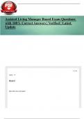 Assisted Living Manager Board Exam Questions with 100&percnt; Correct Answers &vert; Verified &vert; Latest Update