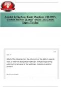 Assisted Living State Exam Questions with 100&percnt; Correct Answers &vert; Latest Version &lpar;2024&sol;2025&rpar; Expert Verified