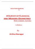 Solutions Manual for A Survey of Classical and Modern Geometries With Computer Activities 1st Edition By Arthur Baragar &lpar;All Chapters&comma; 100&percnt; Original Verified&comma; A&plus; Grade&rpar;