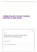 IPMBA POLICE CYCLIST COURSE QUIZZES & ANS 2025&excl;&excl;
