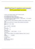 2020 Pals Exam A questions and answers 100