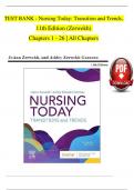  TEST BANK - Nursing Today&colon; Transition and Trends&comma; 11th Edition &lpar;Zerwekh&rpar;  Chapters 1 - 26 &vert; All Chapters 