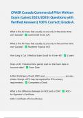 CPAER Canada Commercial Pilot Written Exam &lpar;Latest 2025&sol;2026&rpar; Questions with Verified Answers&vert; 100&percnt; Correct&vert; Grade A&period;