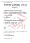 SERVSAFE FOOD MANAGER EXAM 2025 QUESTIONS AND ANSWERS &lpar;ALREADY GRADED A&plus;&rpar;