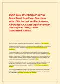  OSHA Basic Orientation Plus Plus Exam&comma;Brand New Exam Questions with 100&percnt; Correct Verified Answers&comma; All Graded A&plus;&comma; Latest Expert Premium Update&lpar;2025-2026&rpar;&vert;>100&percnt; Guaranteed Success&period;