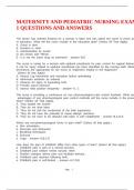 MATERNITY AND PEDIATRIC NURSING EXAM 1 QUESTIONS AND ANSWERS