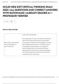 NCLEX HESI EXIT CRITICAL THINKING EXAM 2025 &vert; ALL QUESTIONS AND CORRECT ANSWERS WITH RATIONALES &vert; ALREADY GRADED A&plus; &vert; PROFESSOR VERIFIED