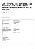 ATI RN NUTRITION ONLINE PRACTICE A 2025 VERSIONS &vert;  QUESTIONS AND CORRECT ANSWERS &lpar;PROFESSOR VERIFIED&rpar; &vert; ALREADY GRADED A&plus;