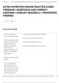 ATI RN NUTRITION ONLINE PRACTICE B 2025 VERSIONS &vert;  QUESTIONS AND CORRECT ANSWERS &vert; ALREADY GRADED A&plus; &vert; PROFESSOR VERIFIED