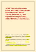 Suffolk County Food Managers Course Brand New Exam Questions with 100&percnt; Correct Verified Answers&comma;All Graded A&plus;&comma;Latest Expert Premium Update&lpar;2025-2026&rpar;&vert;>100&percnt; Guaranteed Success&period;
