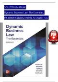 Dynamic Business Law&colon; The Essentials&comma; 5th Edition SOLUTION MANUAL by Kubasek&comma; Browne&comma; Herron&comma; Verified Chapters 1 - 25&comma; Complete Newest Version