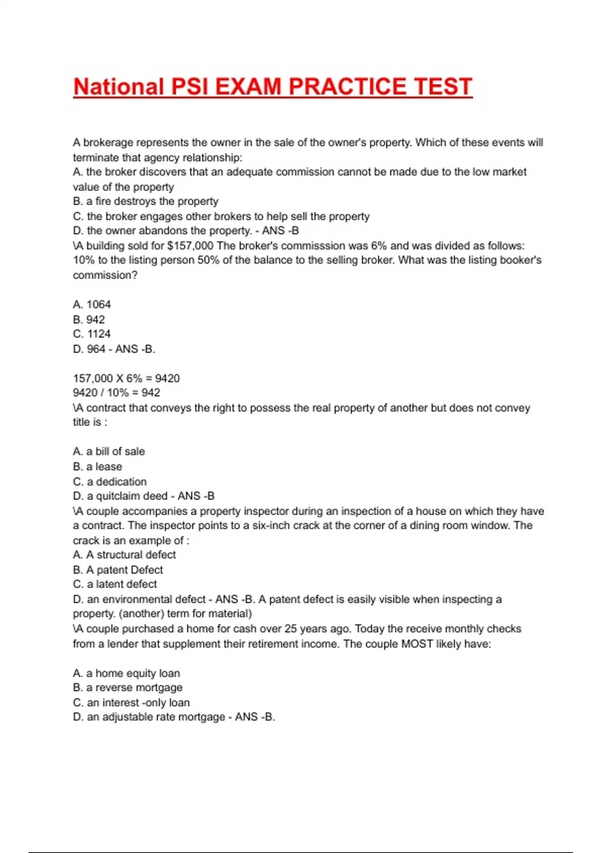 Psi Test Example National PSI EXAM PRACTICE TEST EXAM 2025/2026 QUESTIONS WITH COMPLETED ...