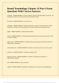 Dental Terminology Chapter 13 Part I Exam Questions With Correct Answers