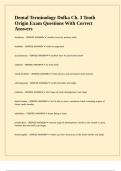Dental Terminology Dofka Ch&period; 3 Tooth Origin Exam Questions With Correct Answers&period;