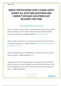 DANTE CERTIFICATION LEVEL 2 EXAM LATEST UPDATE ALL WITH 280 QUESTIONS AND CORRECT DETAILED SOLUTIONS JUST RELEASED THIS YEAR