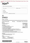  Actual 2024 AQA AS SPANISH 7691&sol;2 Paper 2 Writing Merged Question Paper &plus; Mark Scheme