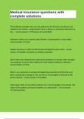 Medical Insurance questions with complete solutions 