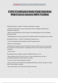 CAPA Certification Study Guide Questions With Correct Answers 100&percnt; Verified&period;