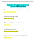 Radiation Biology Questions and Answers Already Passed