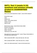 DHT1 Test 3 &lpar;weeks 9-10&rpar; questions and answers already graded A&plus;&lpar;GUARANTEED PASSS&rpar;
