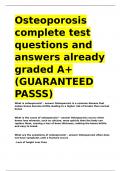 Osteoporosis complete test questions and answers already graded A&plus;&lpar;GUARANTEED PASSS&rpar;&period;