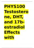 PHYS100 Testosterone&comma; DHT&comma; and 17b-estradiol Effects with complete verified solutions 2025
