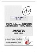 SAE3701 Assignment 3 &lpar;COMPLETE ANSWERS&rpar; 2025 - DUE April 2025&semi; 100&percnt; TRUSTED Complete&comma; trusted solutions and explanations