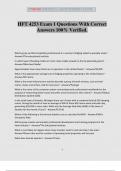 HFT 4253 Exam 1 Questions With Correct Answers 100&percnt; Verified&period;