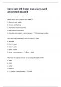 Intro into OT Exam questions well answered passed