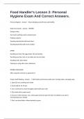 Food Handler's Lesson 2&colon; Personal Hygiene Exam And Correct Answers&period;