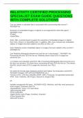 RELATIVITY CERTIFIED PROCESSING SPECIALIST EXAM GUIDE QUESTIONS WITH COMPLETE SOLUTIONS