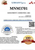 MNM3701 Assignment 1 &lpar;COMPLETE ANSWERS&rpar; 2025 - DUE 13 March 2025