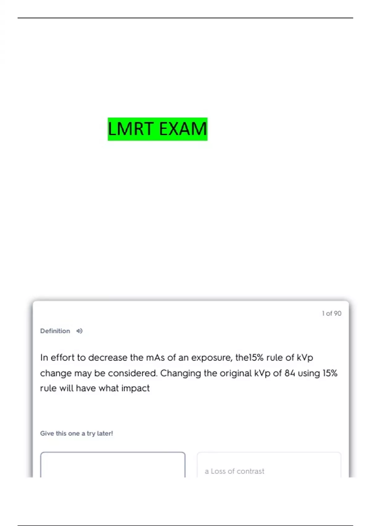 LMRT CORE REVIEW QUESTIONS WITH COMPLETE ANSWERS - LMRT - Stuvia US