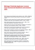 Michigan Pesticide Applicator License Core Commercial Questions and answers 2025&period;