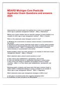 MDARD Michigan Core Pesticide Applicator Exam Questions and answers 2025&period;