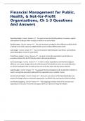 Financial Management for Public&comma; Health&comma; & Not-for-Profit Organizations&comma; Ch 1-3 Questions 