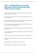 NHA - Certified Billing and Coding Specialist &lpar;CBCS&rpar; Study Guide With 100&percnt; Correct Answers
