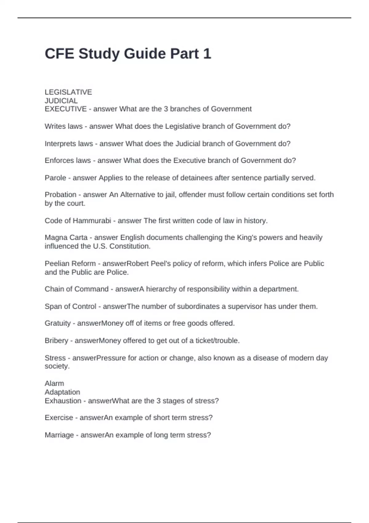 CFE Study Guide Part 1 Questions with Solutions - CFE - Stuvia US