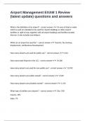 Airport Management EXAM 1 Review &lpar;latest update&rpar; questions and answers