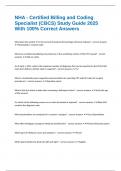 NHA - Certified Billing and Coding Specialist &lpar;CBCS&rpar; Study Guide 2025 With 100&percnt; Correct Answers