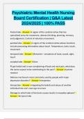 Psychiatric Mental Health Nursing Board Certification &vert; Q&A Latest 2024&sol;2025 &vert; 100&percnt; PASS